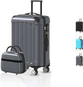 Voyagoux® Kofferset 2 delig - ABS kofferset - XS / S - Koffer - Donkergrijs