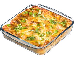 Ovenschaal glas, lasagne ovenschaal, ovenschaal klein, transparant, 21 × 21 × 5 cm (1,6 l)