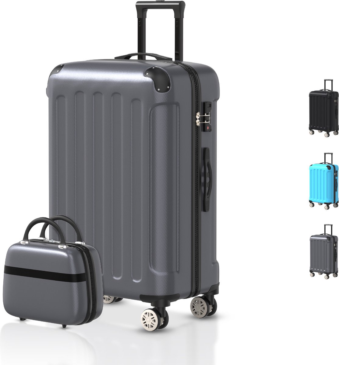 Voyagoux® Kofferset 2 delig - ABS kofferset - XS / M - Koffer - Donkergrijs