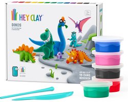 foto van Hey Clay Dino's - Droogklei voor kinderen - 15 potjes - Vanaf 3 jaar