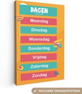 Canvas Schilderij Kinderkamer - Dagen - Educatief - Meiden - Jongetjes - Kinderen - Kids - 20x30 cm - Wanddecoratie