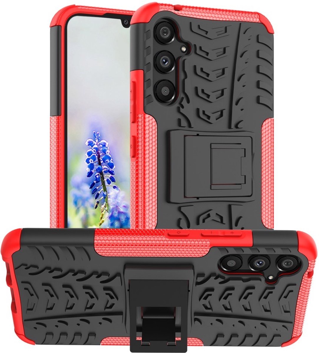 Coverup Hoesje - Geschikt voor Samsung Galaxy A34 Hoesje - Coverup Rugged Kickstand Back Cover - Rood