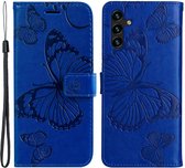 Coverup Vlinders Book Case - Geschikt voor Samsung Galaxy A34 Hoesje - Blauw