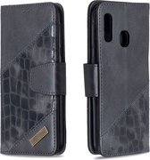 BINFEN Croco Book Case - Geschikt voor Samsung Galaxy A20e Hoesje - Zwart