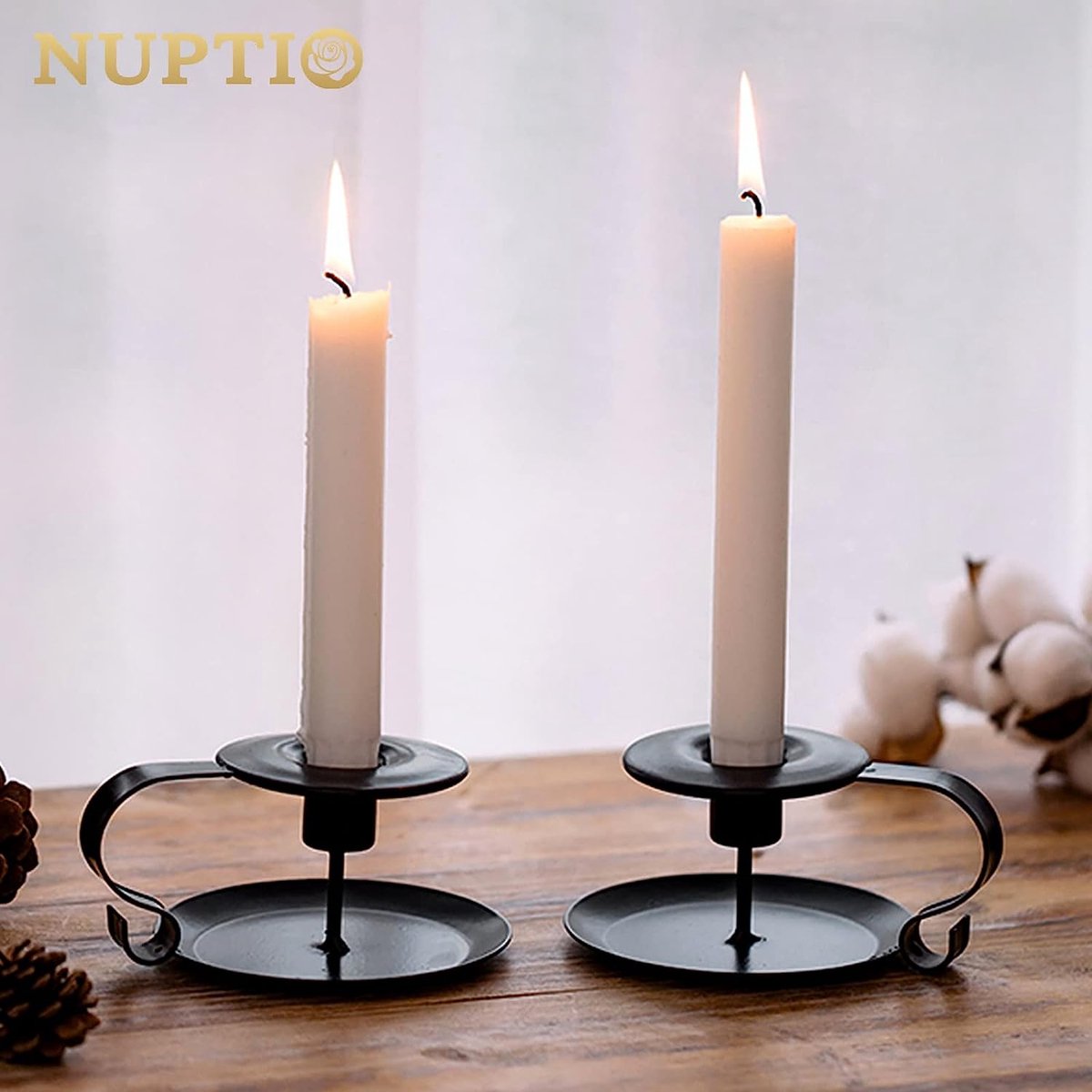 Lot De 2 Bougeoirs En Métal En Fer Forgé, Chandeliers