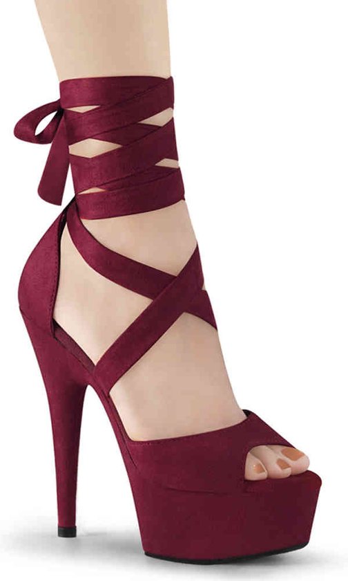 Pleaser - DELIGHT-679 Sandaal met enkelband - US 5 - 35 Shoes - Bordeaux rood