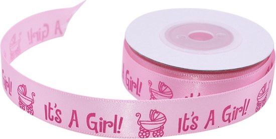 Foto: 9 meter baby lint van satijn roze babyshower geboorte meisje versiering it s a girl lint voor cadeau zakjes decoratie luiertaart