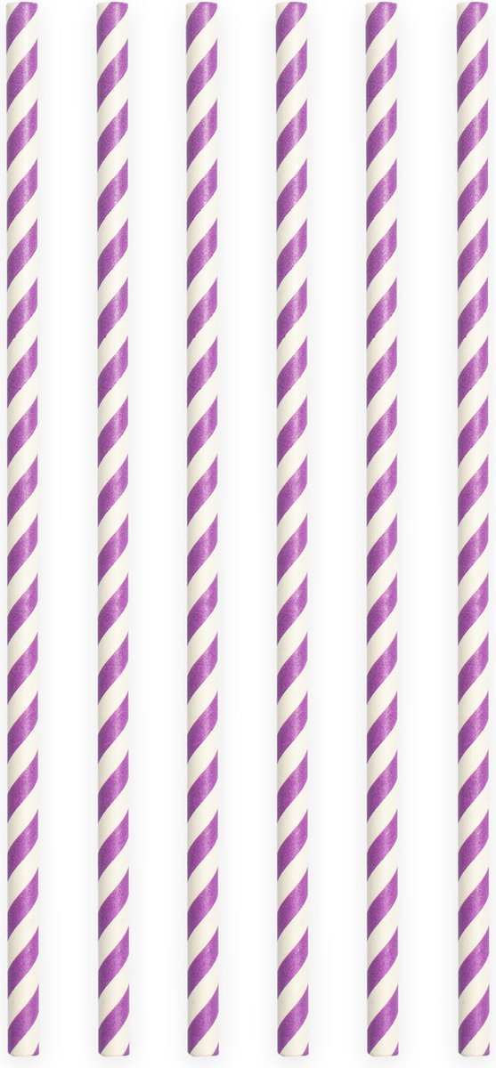 20 Papieren rietjes Paars - 6mm x 197mm