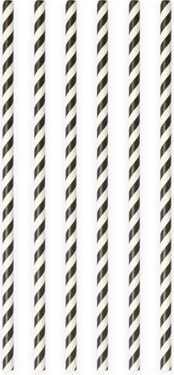 20 Papieren rietjes Zwart - 6mm x 197mm