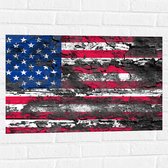 Muursticker - Modder op Amerikaanse Vlag - 75x50 cm Foto op Muursticker