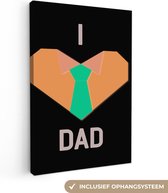 Joli cadeau pour lui avec texte - J'aime papa - cadeau pour père Toile 80x120 cm