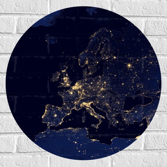 Muursticker Cirkel - Kaart van Europa - 60x60 cm Foto op Muursticker