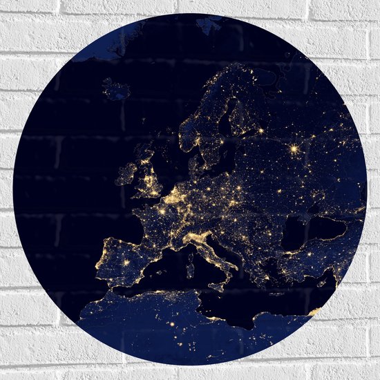 Muursticker Cirkel - Kaart van Europa - 70x70 cm Foto op Muursticker