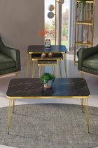 Sierra Salontafel Set | Marmeren look | Set van 4 | Zwart | Luxe design | Marmer | Bijzettafel | Sofa tafel | Woonkamer tafel | Salon tafel
