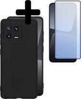 Hoesje Geschikt voor Xiaomi 13 Pro Hoesje Siliconen Case Met Screenprotector - Hoes Geschikt voor Xiaomi 13 Pro Hoes Siliconen - Zwart.