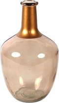 Countryfield Bloemenvaas Firm Big Bottle - beige transparant/koper - glas - D15 x H25 cm
