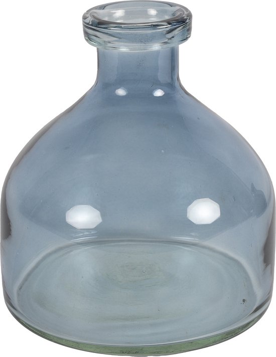 Countryfield Bloemenvaas Low Bottle - transparant blauw - glas - D18 x H20 cm - Buikfles