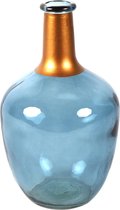 Countryfield Bloemenvaas Firm Big Bottle - blauw transparant/koper - glas - D15 x H25 cm