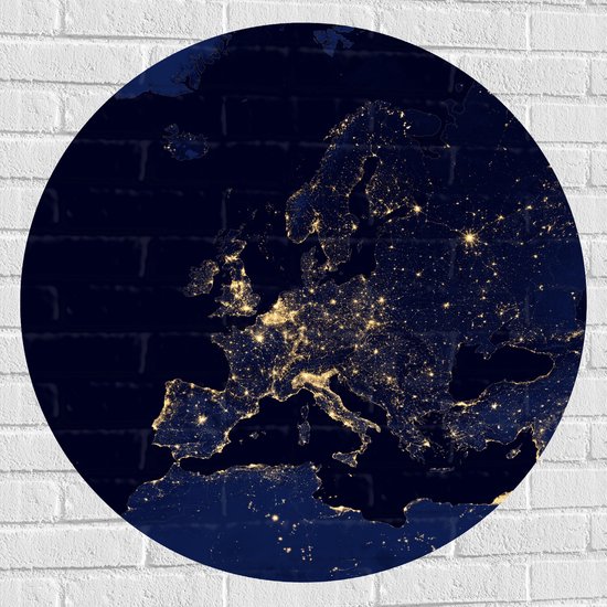 Muursticker Cirkel - Kaart van Europa - 90x90 cm Foto op Muursticker