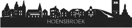 Skyline Hoensbroek Zwart hout - 100 cm - Woondecoratie - Wanddecoratie - Meer steden beschikbaar - Woonkamer idee - City Art - Steden kunst - Cadeau voor hem - Cadeau voor haar - Jubileum - Trouwerij - WoodWideCities
