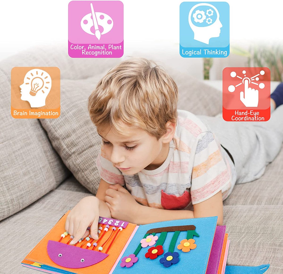 KLUZOO Montessori Busy Board Boek XXL - Jouets de motricité 2 ans - 3 ans -  4 ans 