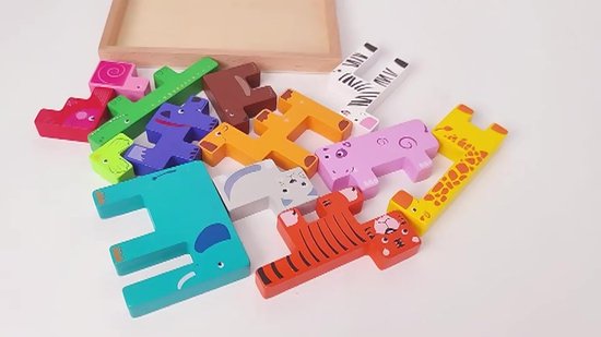 Puzzle, construire et jouer avec des animaux en bois - speelgoed de  construction -... | bol.com