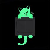 Glow in the dark muur sticker - Lichtknop sticker - Hangende kat