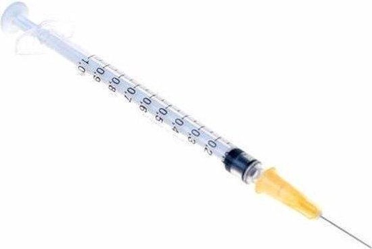 Goedkoopste 100 Insulinespuit met Spuit en naald 1 ml – 25G x 5/8 Spuit 1 ml 25GA 5/8 0,5 x 16 mm
