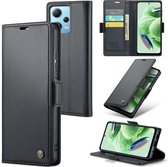 CaseMe - Telefoonhoesje geschikt voor Poco X5 - Retro Wallet Book Case - Met Magnetische Sluiting - Zwart