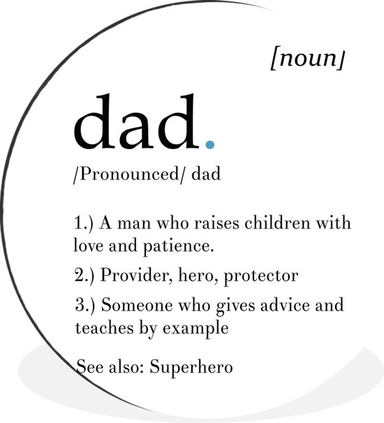 WallCircle - Wandcirkel - Muurcirkel - Spreuken - Papa definitie - Quotes - Dad - Aluminium - Dibond - ⌀ 30 cm - Binnen en Buiten - Vaderdag cadeautje - Cadeau voor vader en papa