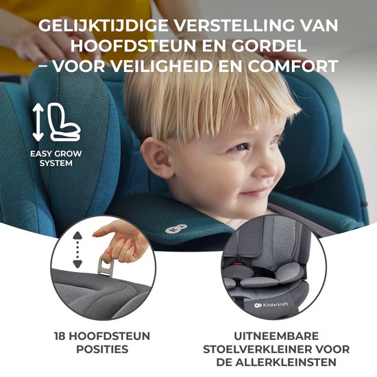 Kinderkraft ONETO3 I-SIZE Autostoel - 76-150 cm - Met Isofix - Groep 1/2/3 - Rood van Merkloos — afbeelding 3