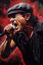 Muziek Posters - Brian Johnson - AC DC Poster - Abstract Portret - Wanddecoratie - Interieur Design - 61x91