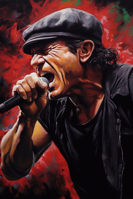Muziek Posters - Brian Johnson - AC DC Poster - Abstract Portret ...