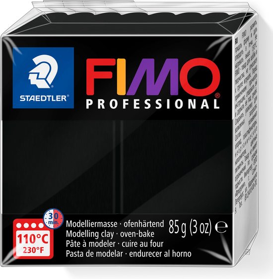 FIMO professional 8004 - ovenhardende, professionele boetseerklei - blok 85 g - zwart - Fimo
