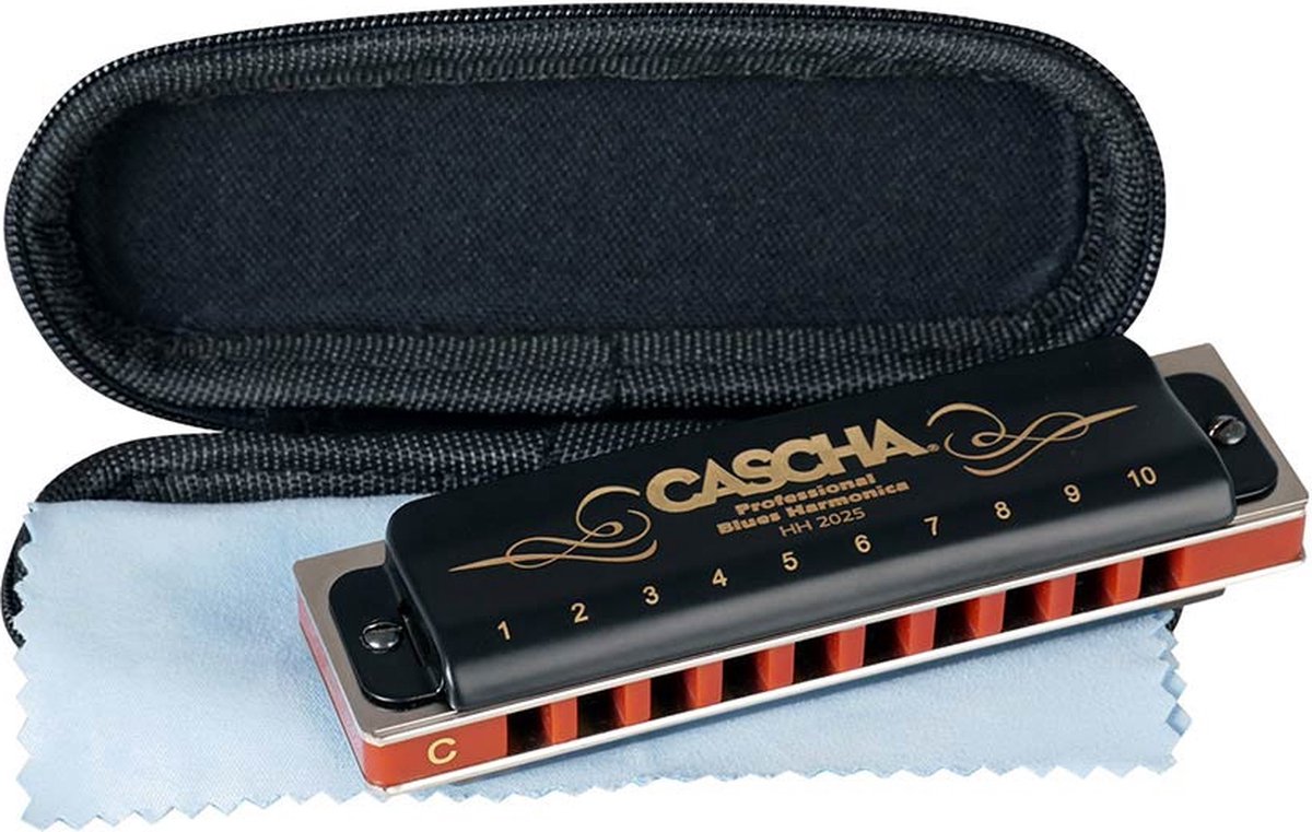 Cascha Blues Professionele Mondharmonica Voor Volwassenen In Toonsoort C Met Specter Polish doek