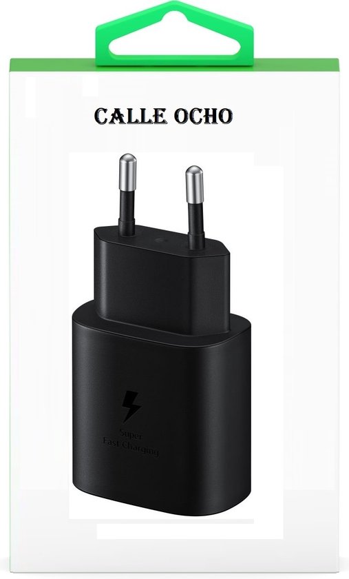 Calle Ocho -Voor Samsung universele snellader - 25W - USB-C aansluiting Super Fast Chager - Zwart