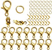 Kasey - Karabijnsluitingen, Ringetjes en Sluiting - Sieraden maken set - Sieraden maken volwassenen pakket - Sieraden maken starterspakket - Ca- 80 stuks - Goudkleurig