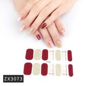 NagelStickers 14 Tips/1Vel Manicure Nagel stickers,Nageldecoratie-Multi Rood