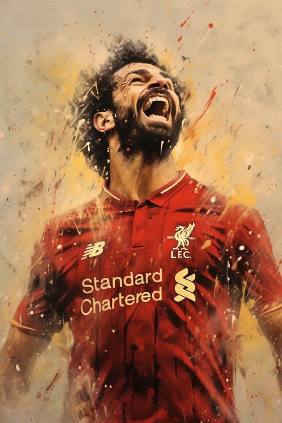 Voetbal Poster - Affiche Salah - Liverpool FC - Portrait Abstrait - Mohamed Salah - Décoration murale - 61x91