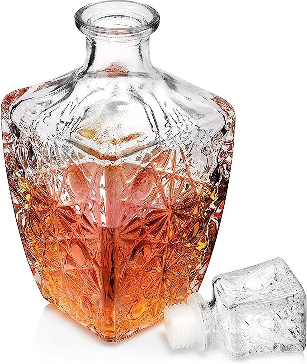 Whiskey Karaf - 900 ML - Glas - Klassiek Geslepen Karaf - Mooi Geschenk