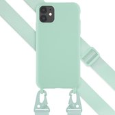 Selencia Hoesje Geschikt voor iPhone 11 Hoesje Met Koord - Selencia Siliconen hoesje met afneembaar koord - Turquoise