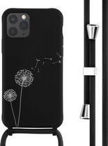 iMoshion Hoesje Geschikt voor iPhone 11 Pro Hoesje Met Koord - iMoshion Siliconen design hoesje met koord - Zwart / Dandelion Black