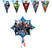The Avengers – Feestpakket – Vlaggenlijn – XL folie ballon – Versiering - Kinderfeest.