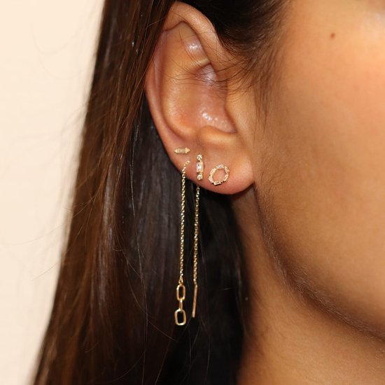 Glow 206.1405.00 Boucles d'oreilles pour femme - Clips d'oreilles à tige - Bijoux - Or 14 carats - 9 cm de long