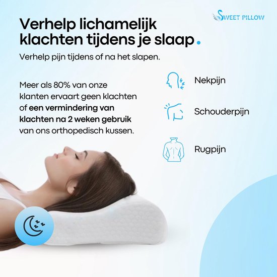 Royalisneeo Beauty Traagschuim Kussen - Anti-Rimpel Nek- En Schouderkussen Blauw