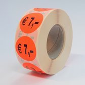 "7 euro" - Autocollants prix op rol - 1000 étiquettes - rond 35mm