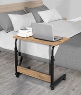 Woodhouse bijzettafel – Laptoptafel met wielen – In hoogte verstelbaar – Laptop standaard – Side table – Lichtbruin – 40x60x70