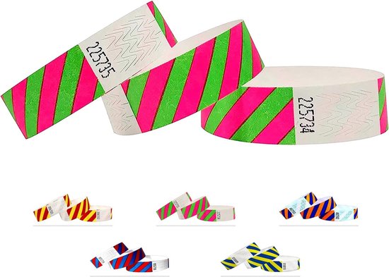 800st Papieren Polsbandjes, Waterdicht Neon Polsbandjes Papieren Armbanden voor Evenementen Entree Polsbandjes voor Muziekfestival Concert Wedstrijd