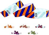 Tyvek polsbandjes voor evenementen - 500 stuks - gestreept - Oranje-Blauw