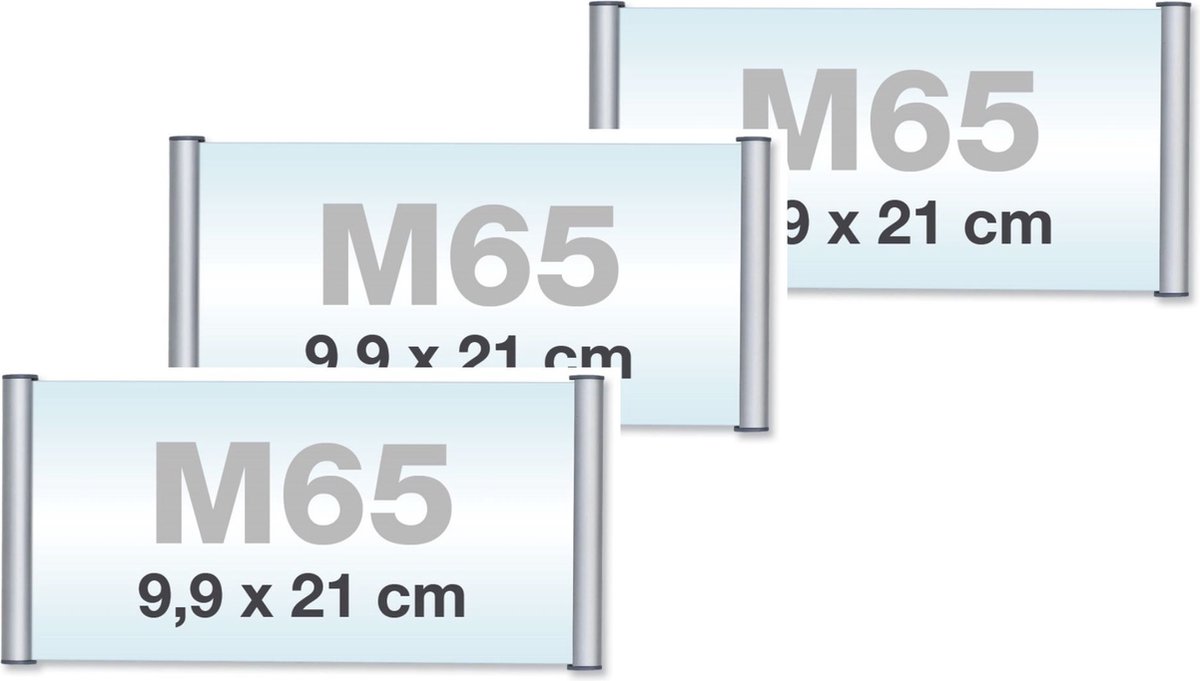 3 pack M65/Bewegwijzeringsborden met Klikprofiel /formaat 9,9x21 cm/wegwijs bordjes/aluminium deurbordjes/naambordje kantoor/route bordje/aanwijs bordje/zelfklevend/verwijs bord/ informatie bord.